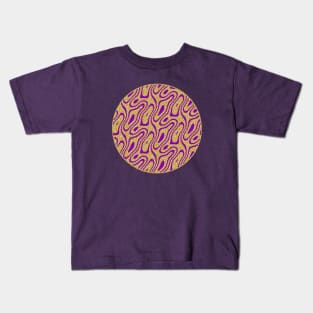 Silhouette Circle Abstract Ripple Gold Speckle and Purple Kids T-Shirt